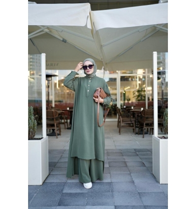 Tesettür Saye Takım Haki Model 509 TUNİK TAKIM 1,980.00