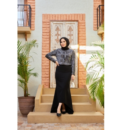 Pul Payet Bluz Etek Abiye Takım Gri Model 364 Takım