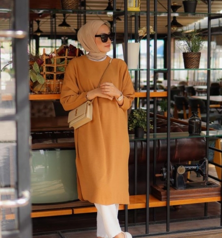 Tesettür Yarasakol Tunik Taba Model 494 Tunik