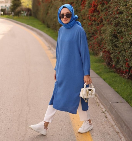 Tesettür Yarasakol Tunik İndigo Model 494 Tunik