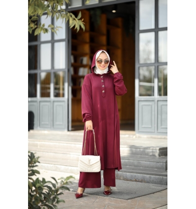 Tesettür Duha Takım Bordo Model 548 TUNİK TAKIM 1,800.00